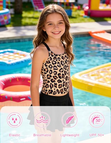 Image of ALISISTER Girls Tankini Swimsuit Two Piece Bathing Suits Summer Beach Swimwear with Shorts for 7-12 Years