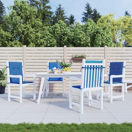 Wynira Cojín para silla de jardín para respaldo bajo, 4 unidades, 100 x 50 x 3 cm, tela Oxford, impermeable, con cordones, cojín ergonómico para silla de jardín, terraza, balcón