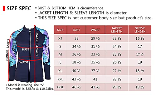 Private Island Women Upf50+ Front Zipper Up Long Sleeve Swimsuits Top With Both Side Pockets Swim Rash Guard (Xs, Pwsbp-Jrsrgt) #TOP5