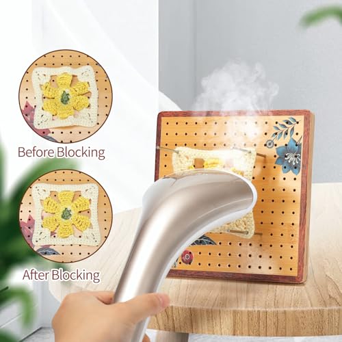 Image of 7.8 inchCrochet Blocking Board - Upgraded Style with 4 Tension Rods and 20 Pegs - Blocking Boards for Crochet Projects, Ideal for Granny Square Card Deck Users(Crimson)