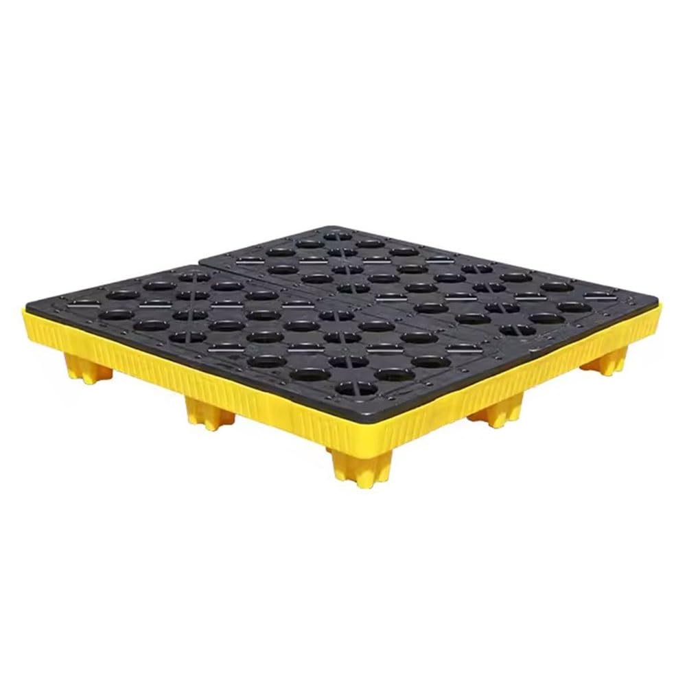 QUSYZD Modular Industrial Spill Containment Platform - Durable Plastic Spill Control Pallet Tray for Safety, Environmental Protection, and Hazardous Material Manage,Yellow-120 * 120 * 18cm