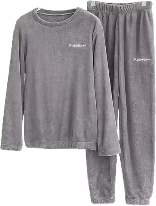 Warm Fleece Winter Nightwear Nighty Flannel Tops and Pants Pajama Sets for Women's and Men's-image-9