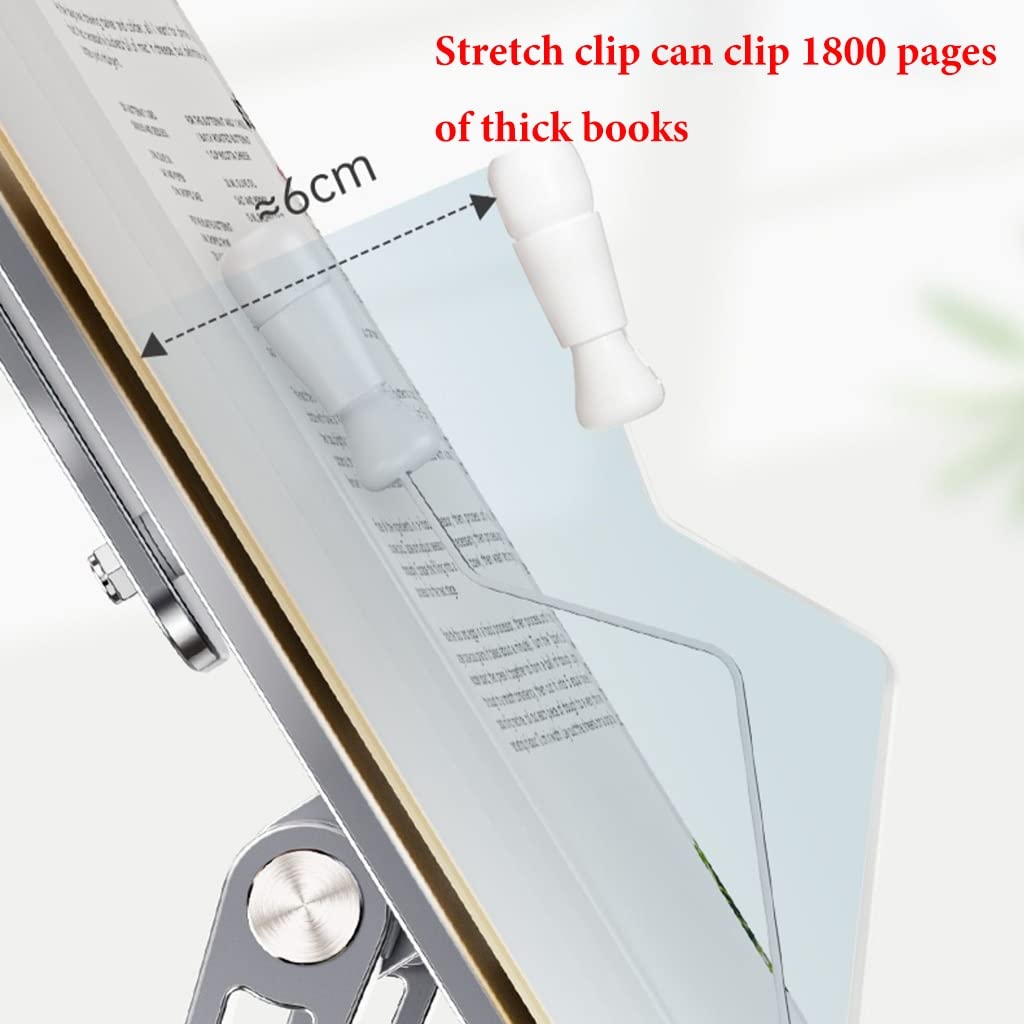Soporte para libros de cocina con manos libres para leer, altura y ángulo ajustables, soporte para computadora portátil y tableta para escritorio, soporte para libros de cocina con recetas para cocin