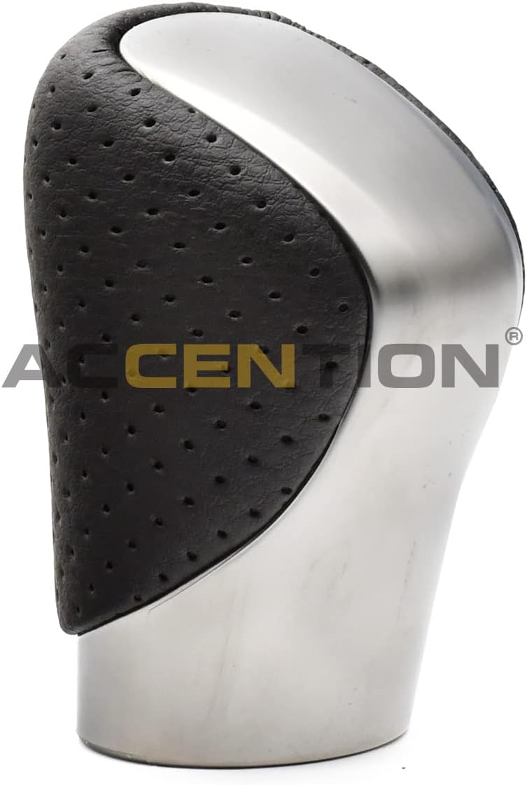 Punched Black Leather Silver Gear Shift Knob for Toyota Lexus ES GS-450H GX IS-300 NX-300H RC-300 RX-350 2015-2021