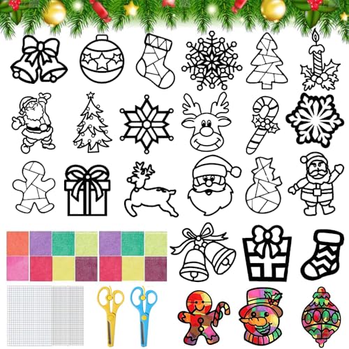 TUIBEIDAMAI Weihnachten Basteln Kinder, 24 Stück Fensterbilder,...