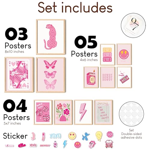 97 Decor Cute Preppy Room Decor Aesthetic - Pink Preppy Posters for Bedroom, Trendy Prints for Wall Decorations, Light Pink Art Retro Pictures, Dorm Wall Art for College Teen Girl Apartment (Unframed) - image 2