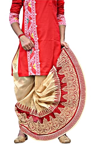 Image of Men's Ready to Wear Pant System Printed MAYUR PUCHHA Dhoti for Marriage, Pooja, Festival etc.(GC010)
