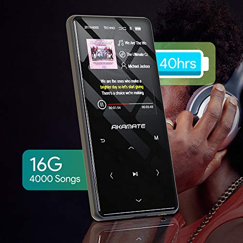 MP3 Player, 16GB Player with Bluetooth 4.2, Music Player with FM Radio, One Click Recording, 2.4" Screen, Built-in Speaker, HiFi Lossless Sound, Support up to 128GB(Earphone, Sport Armband)