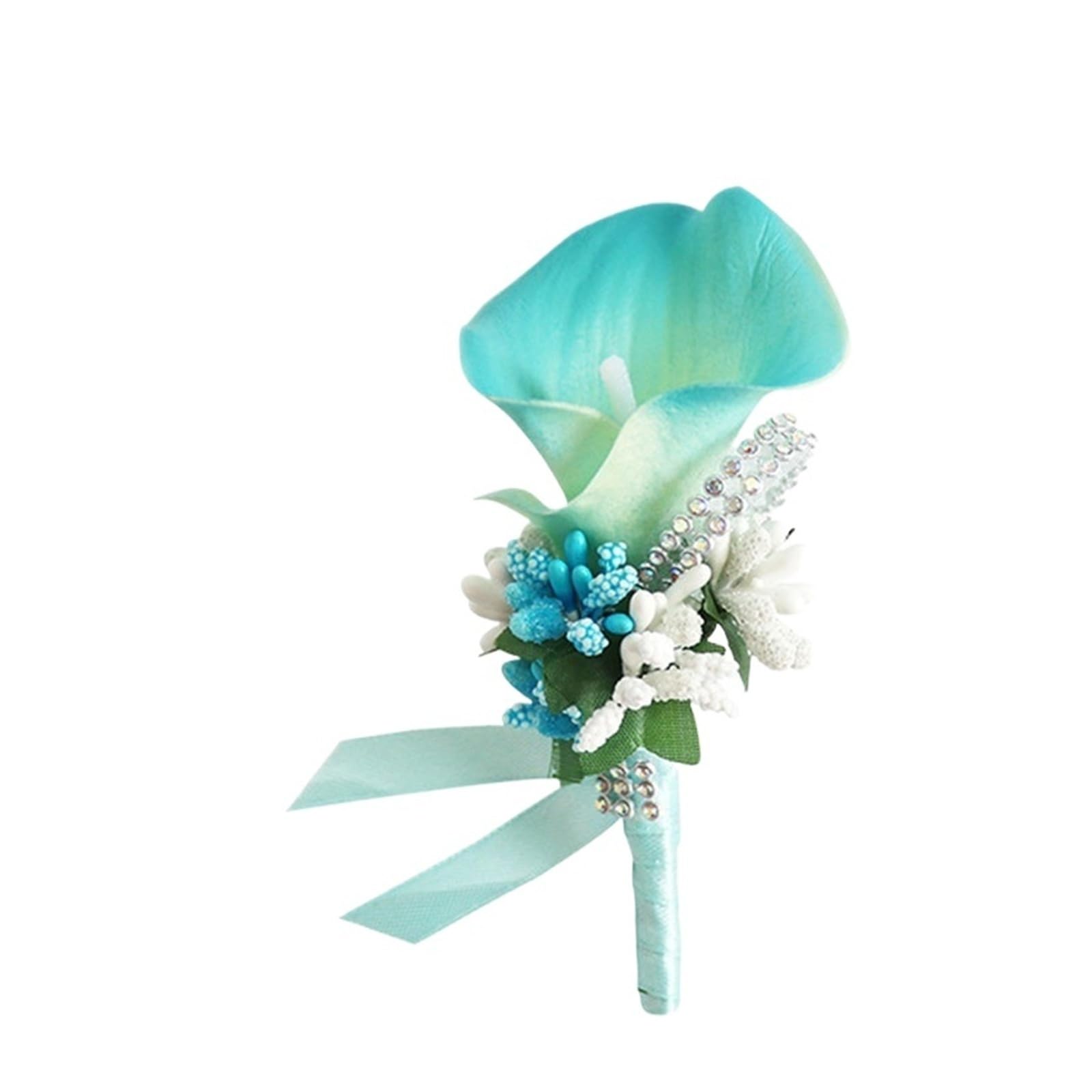 MQFBNNP Wedding boutonniere Brooch Groom Boutonniere Buttonhole Wedding Calla Flower(Color22)