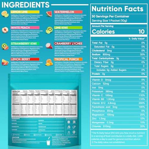 JYNOREX Electrolytes Powder Sugar-Free 30 Sticks Multi-Flavor Pack — view 2