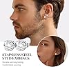 8 Pairs Mens Stud Earrings, Stainless Steel Men Earrings Boys Earrings 6/8mm Black Silver Earrings Studs Hypoallergenic Zircon Studs for Men Boy Gift for Birthday Father's Day(Black+Silver-6mm) #2