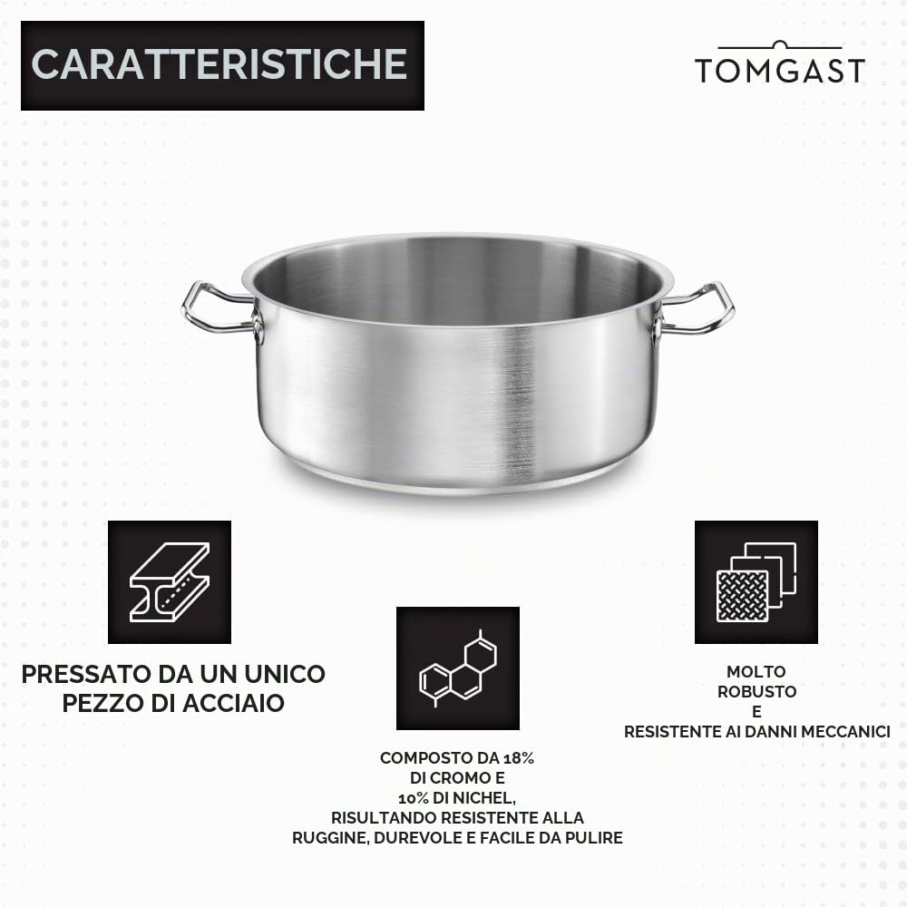 pentola diametro 40 cm PRO | capacità 20 l, altezza 16 cm | acciaio inox | base stratificata | per piano cottura e induzione | lavabile in lavastoviglie