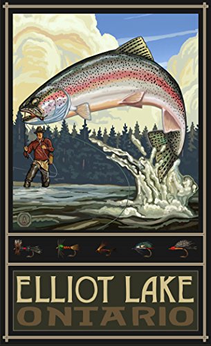 Northwest Art Mall Impressão PAL-2651 RTFM Lago Elliot Ontário, Canadá, Truta Arco-íris, Pescador Fl