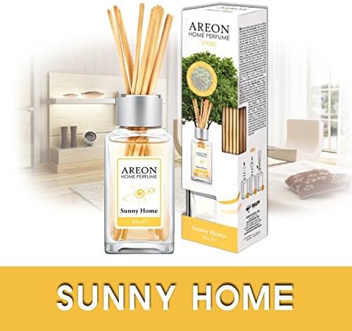 AREON Home Luxury Perfume Reed Diffuser Sunny Home + 10 Rattan Reeds, Clear, 85 milliliters - Image 3