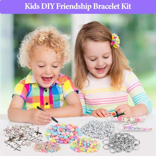 290 Stück Schlüsselanhänger Bastelset, mit Einschließlich Herz, Buchstaben Acryl Rocailles, Schwarze Schere und Pinzette, Diy Schlüsselanhänger Set als Belohnung für die Klasse & als Partygeschenk