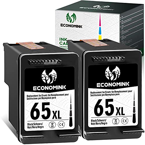 Remanufactured 65 Black Ink Cartridge, Replacement for HP 65XL for Envy 5055, 5052, 5012, 5010, 5020, 5030, DeskJet 2600, 2622, 2652,3722,3755,3752,2635,2636,2655 AMP 120,100, Printer, 2-Pack