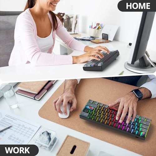 Image of Protable 60% Percent Gaming Keyboard Mechanical, Mini Compact RGB Backlit 61 Keys Wired Office Keyboard with red Switch for Mac /Win (Dark /red Switch)