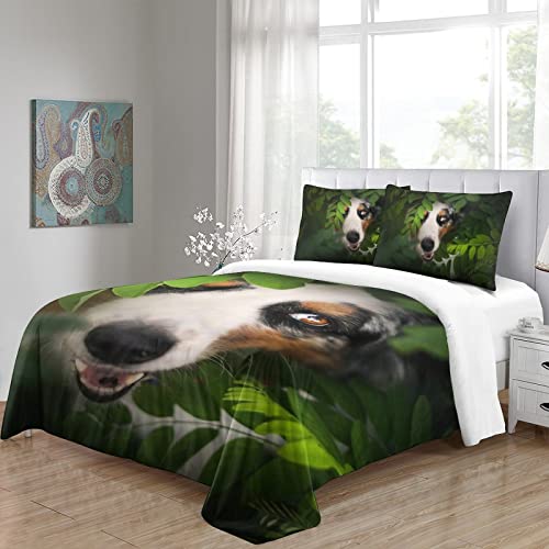 Housse de couette imprimée en 3D motif Berger Australien ensemble de literie 3 pièces 200x200