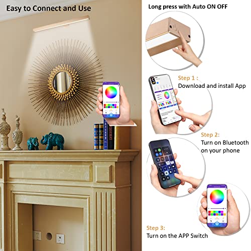 Image of MIOBLUE Rechargeable Picture Light, Battery Painting Light Display Lamp with APP Music Sync Multi Dynamic Modes Timer Dartboard Artwork Light for Frame Portrait