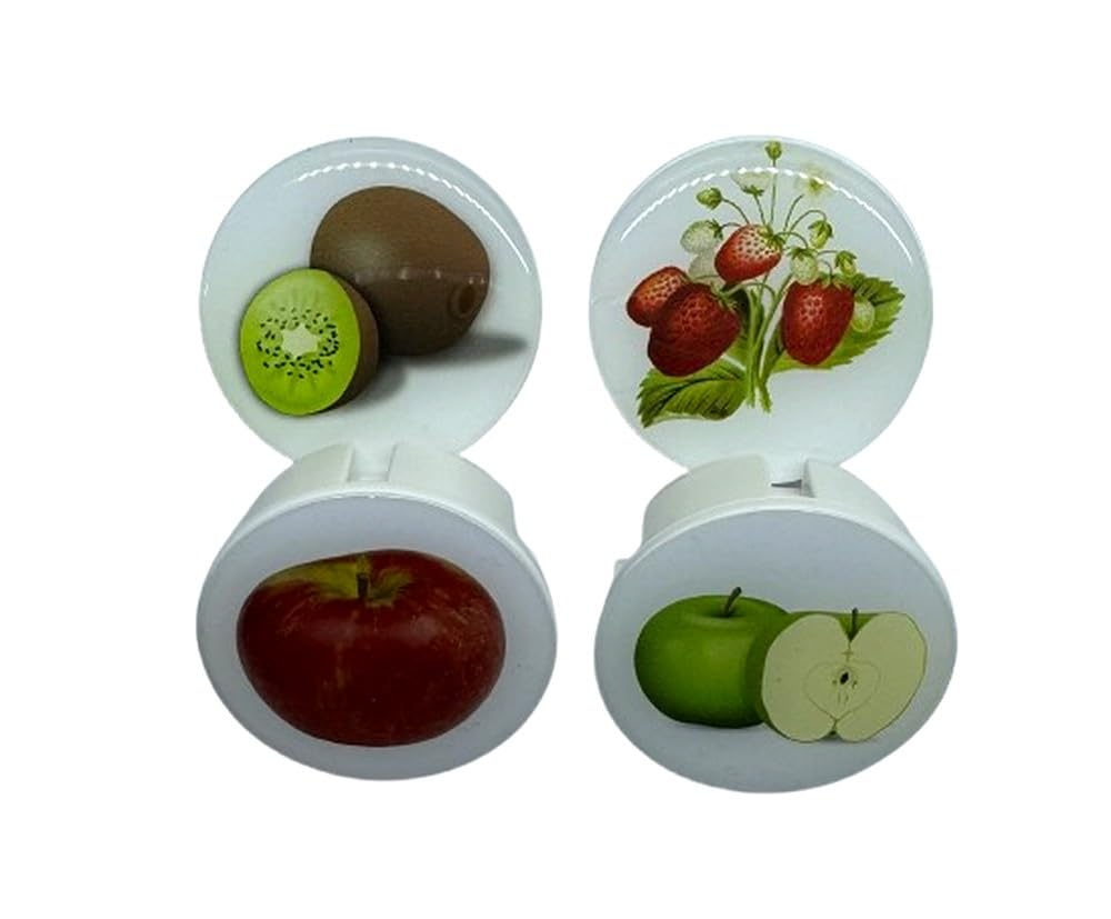 Steckel 4 Stück Deko MS-482-Obst dekorative Steckdosen Abdeckung hochwertige Domingbeschichtung Deckel Steckdosendeckel Abdeckung für saubere Schuko-Steckdosen Steckdosenleisten Spritzschutz