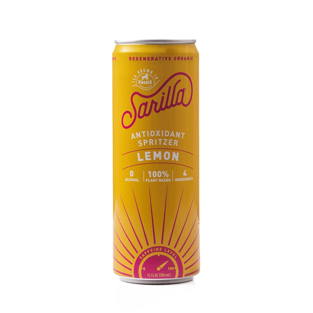 Sarilla Nonalcoholic Lemon Tea Spritzer – Lightly Sparkling Real Brewed Organic Black Tea with a Zesty Citrus Finish, Low Calorie, 12-Pack