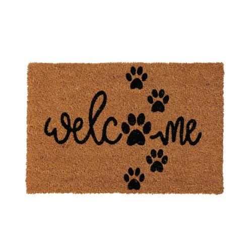 BOLTZE Fußmatte Welcome PAW Natur schwarz Schrift mit Pfotenabdruck Kokos PVC 60x40cm