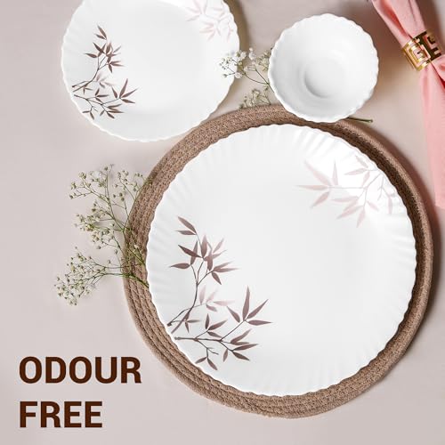 Image of Treo by Milton Opalware Aurelia Arashi Dinner Set of 6 | Serving for 2 | Microwave & Dishwasher Safe | Bone-Ash Free | Tempered Toughness | Plates & Bowls | Crockery Set for Dining & Gifting