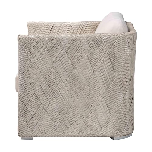 Sillón Lounge tejido a mano en ratán blanco miniatura 5