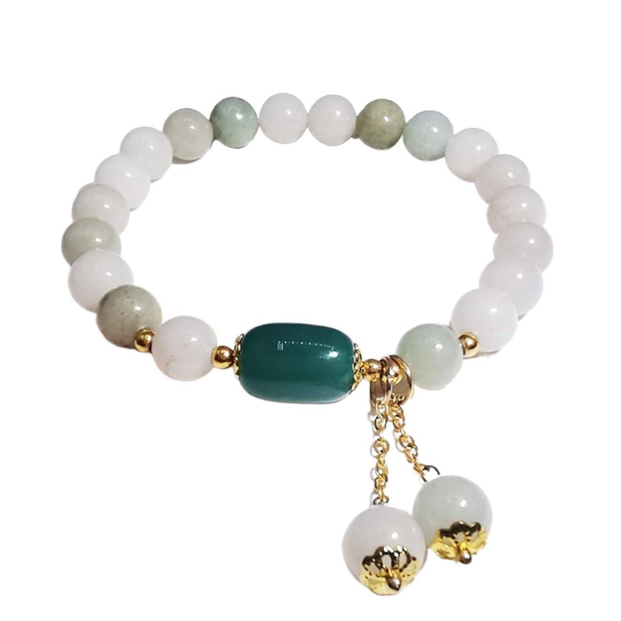 OIFAODAO Rosary bracelet, White Agate Wealth Bracelet Crystal Amulet Lucky Ward Off(Green)
