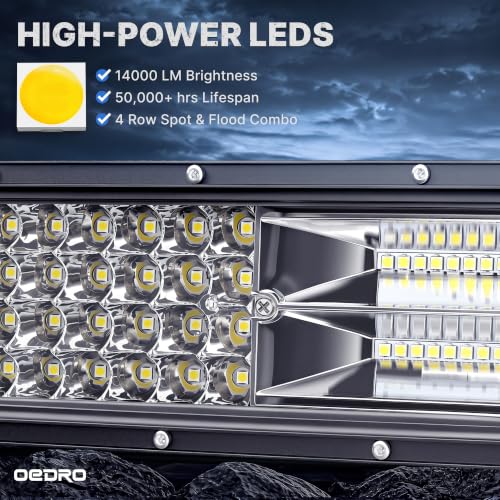 Image of OEDRO 52Inch Curved LED Light Bar 1525W Quad-Row with Wiring Harness