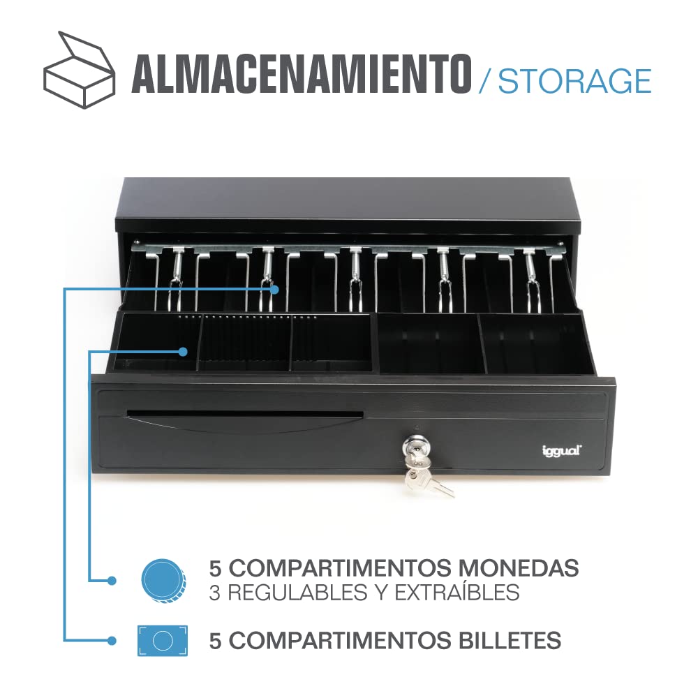 Cassetto Porta Denaro Iggual Per Registratore Di Cassa - 5 Scomparti Banconote E Monete