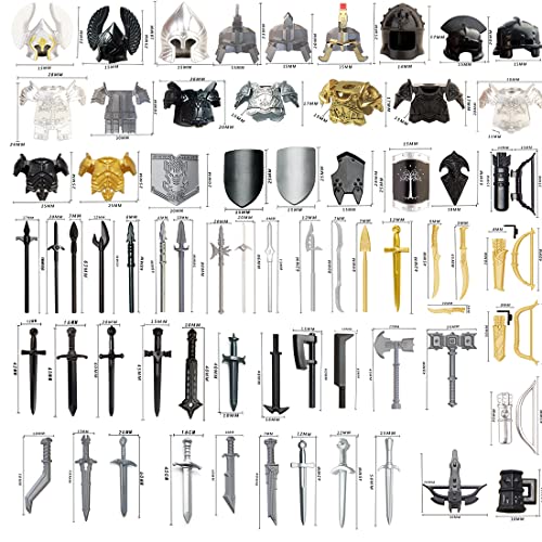 Joymeet Custom Weapons Set Medieval Rome Greece Egypt Army Minifig Building Blocks Accessories Kits With Helmet&Armour Compatible With Lego Minifigures - 78Pcs (M21006Crple10Zj) #TOP1