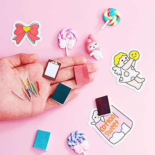 4 Pieces Miniature Book with 8 Pieces Miniature Pencil and 2 Pieces Miniature Clipboard Dollhouse Toy Home Miniature Model DIY Decor Doll House Accessories Coloring House Playset for Collectors
