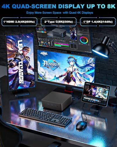Image of Getorli Mini PC Ryzen 7 PRO 8845HS,16G DDR5 1TB SSD Dual LAN Mini Computers | Features Radeon 780M Graphics, AI Processing, Support for four 4K Displays, WiFi 6, BT5.3 and Smooth Mini PC Gaming
