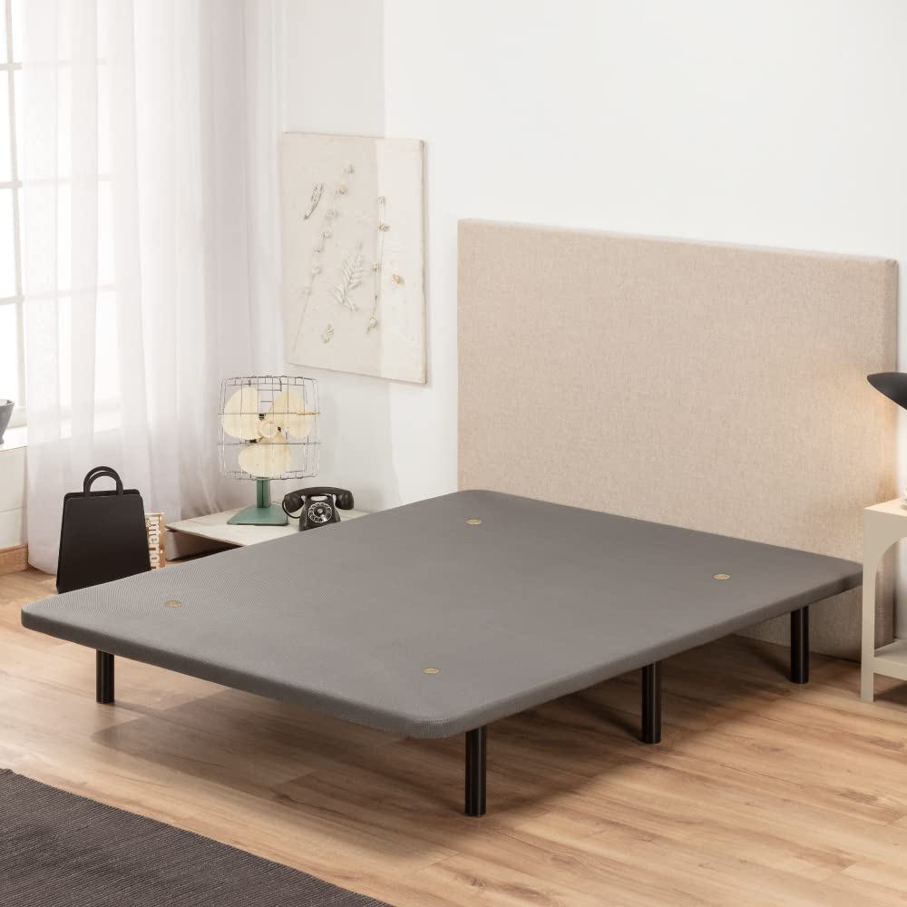 NALUI - Base Tapizada 135x190 cm de Acero con 7 patas de Altura 25cm, Gran Estabilidad con 5 Barras Transversales, Tejido 3D Transpirable y 4 Válvulas de Aireación | Fabricado en España | Gris