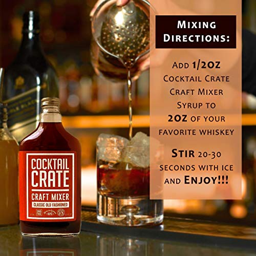 Cocktail Crate Old Fashioned Drink Mixer | Award-Winning Craft Cocktail Mixer for Classic Old Fashioned - Premium Cocktail Syrup Handcrafted with Aromatic Bitters & Demerara Sugar | 12oz - 3 pack