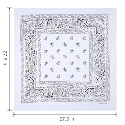 Image of Mochabao 100% Cotton 27 inch x 27 inch Large Bandanas for Men & Women, Multi-Purpose Bandana Headbands, Square Head Scarf