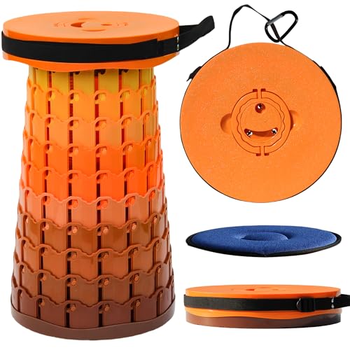 Image of ALEVMOOM Upgraded XXL 50 Portable Collapsible Stool with Cushion,Telescoping Folding Stool for Adults,Yet More Sturdy Camping Stool with Load Capacity 1000lbs,for Outdoor Garden Hiking BBQ