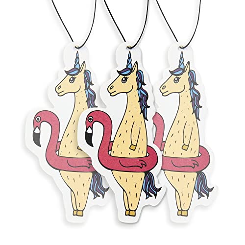 Image of Cute Funny Unicorn Flamingo Car Air Freshener 4 Pack Scented With Premium Oils By Fresh Fresheners