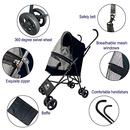 N/W Upgraded Dog Stroller for Small Medium Dogs Pet Stroller Cat Stroller Puppy Stroller Easy Fold with Removable Liner… - Image 4