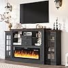 85 Electric Fireplace with Mantel Fireplace TV Stand for 65 Inch TVs with Power Outlets Farmhouse Entertainment Center with Storage for Living Room Bedroom Dark Gray