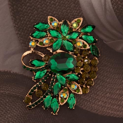 Image of Big Large Flower Statement Brooches Pins Scarf Decoration Gold Tone