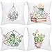 BLEUM CADE Throw Pillow Covers Cactus Succulent Pillow Covers Plants Potted Throw Pillow Cases Cushion Covers Zippered Pillowcase 18" x 18"