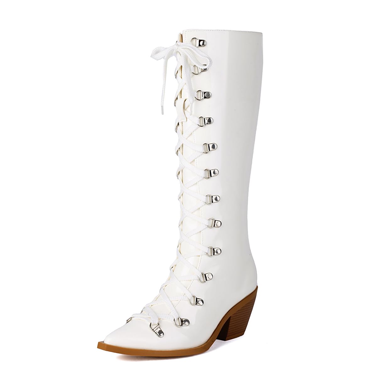 BAISOILIHA Women's Punk Rock Boots Tassel Side Zipper Comfortable Stable Chelsea Chunky Heel Knee High Boots