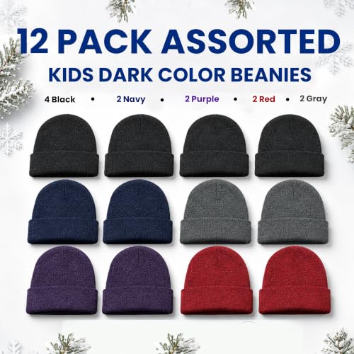 Image of YACHT & SMITH Kids Winter Beanie Hat Bulk Pack Warm Acrylic Cap
