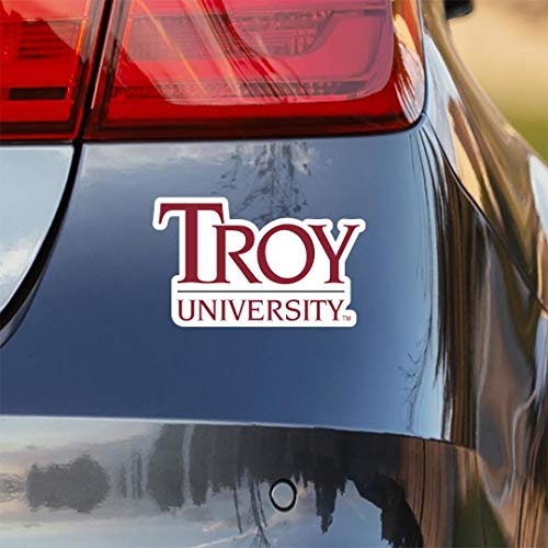 Image of Collegiate NCAA Car Decal Made from Premium Weatherproof Vinyl (Troy University Stacked)