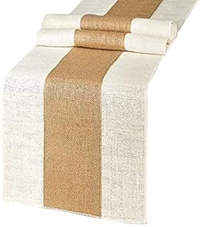 jialiin Burlap Lace Table Runner, Rustic Natural Jute Table Decoration for Home Party Wedding Christmas Table Decor (12X72)