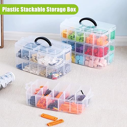 Apacali HCUS-STORAGEBOX-1-3TIER-230630 Large Size Craft Storage Box With 30 Adjustable Compartments 3-Tier Bead Storage Organizer Clear Stackable Plastic Box Containers thumb #2