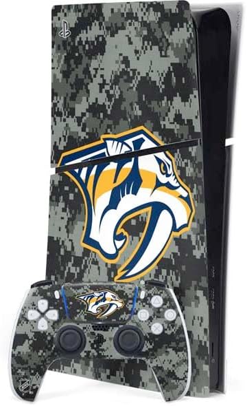 Skinit Decal Gaming Skin Compatible with PS5 Slim Digital Edition Bundle - Officially Licensed NHL Nashville Predators Black Text Design