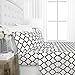Italian Luxury 1800 Series Hotel Collection Quatrefoil Pattern Bed Sheet Set - Deep Pockets, Wrinkle and Fade Resistant, Hypoallergenic Printed Sheet and Pillow Case Set - Queen - White